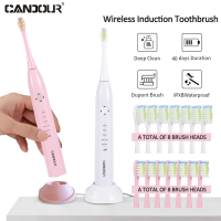 CANDOR แปรงสีฟันไฟฟ้าโซนิคแบบชาร์จไฟได้กันน้ำ 15 โหมด IPX8 หัวแปรงถอดเปลี่ยนได้แปรงสีฟันที่ชาร์จ USB สำหรับผู้ใหญ่-Soneye