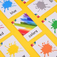 12pcs English Color Word Cards for Children Enlightenment Cognitive Early Education Learning Cards Waterproof Teacher Teaching A Flash Cards Flash Car