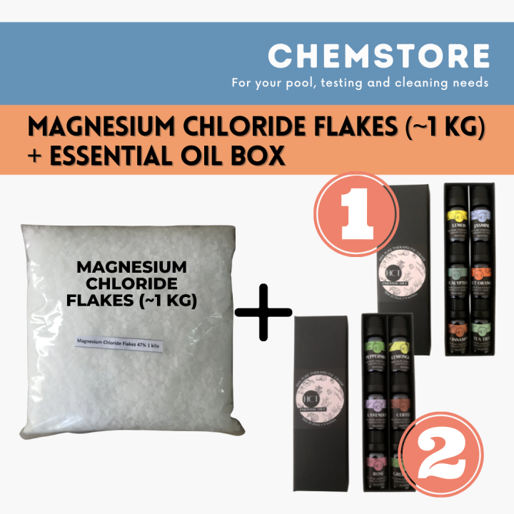 BUNDLE Magnesium Chloride Flakes and Essential Oils for body soak foot
