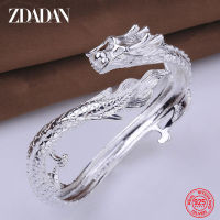 ZDADAN 925 Sterling Silver White Dragon Open Cuff Bracelet&amp;Bangles For Women Fashion Jewelry Wedding Gifts