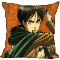 Custom Anime Pillow Cases Attack on Titan Square Pillowcase Christmas Zippered Pillow Cover 40*40cm,45*45cm(One Side)