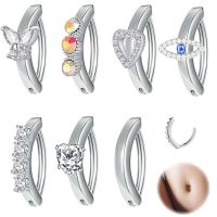 【CW】 New fashion hot selling navel nail smooth stainless steel zircon butterfly mens ring piercing