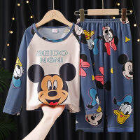 Mickeys ชุดนอนชุดเด็กสาวเด็กเด็กแขนยาวเครื่องปรับอากาศการ์ตูนชุดเด็ก Homewear ฤดูใบไม้ผลิบางสาวชุดนอน Sleepwaer