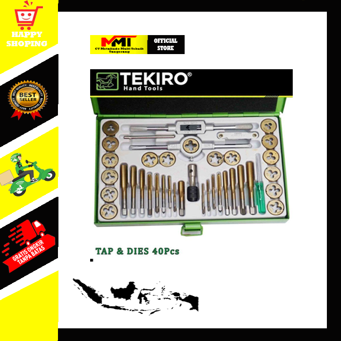 Tekiro Hand Tap And Dies Set 40 Pcs Senai Ulir Drat Baut Mur Gt Td1726 Lazada Indonesia