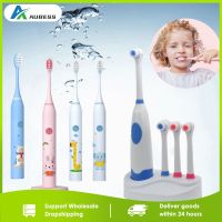 Electric Toothbrush With 4 Replace Brush Heads Y&amp;W&amp;F 1Set Battery Operated Waterproof Bristles Rotary Oral Hygiene Personal Care