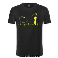 Fishinger Heartbeat T Shirt - Funny Fish Fisherman Gift Idea New Fashion Men T-Shirt Fashion Short Sleeve Sale 100 % Cotton