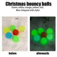 Xiu1510Pcs คริสต์มาส Glow-In-The-Dark Elastic Ball ของเล่นยางกระโดด Ball ของเล่นเด็กธีมคริสต์มาสตกแต่ง Props Giftsc12-58