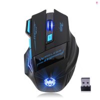 ~ Zelotes F14 Led เมาส์ออปติคอลเล่นเกมแบบไร้สาย 2.4G 2400 Dpi 7 ปุ่มกดมีสีสันสําหรับ Pro Gamer