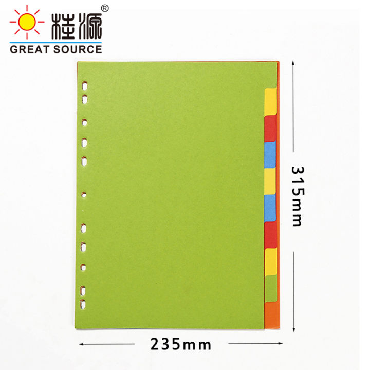 A4 Planner Divider 11 Holes 10 Dividers Colorful Paper CardBoard Index