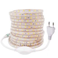 220V 110V LED Strip Diode Tape 5050 60LedsMeter Flexible Led Tape Light Outdoor Waterproof Led Stripe Light kitchen Light EUUK