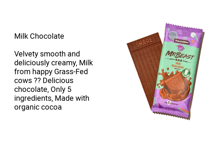 Feastables Mr Beast Milk Chocolate Bar 1.24 oz 35g 1 Bar 