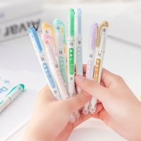 QIAOWEIS ปากกาหัวคู่สไตล์ญี่ปุ่น6ชิ้น/เซ็ต,สีลูกอมอุปกรณ์ทางการเรียนวาดปากกาเรืองแสงวาดลายจุดปากกากราฟฟิตี้