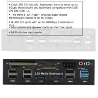 Multi-Function USB 3.0 Hub Esata SATA Port Internal Card Reader PC Dashboard Media Front Panel Audio For SD MS CF TF M2 MMC Memo