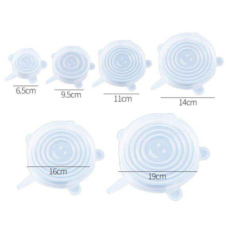 home007-1set-6pcs-ฝาซิลิโคนถนอมอาหาร-ฝาครอบซิลิโคน-สำหรับถนอมผัก-ผลไม้-และอาหาร-ทนความร้อน-ล้างนำกลับมาใช้ใหม่ได้-silicone-stretch-lids