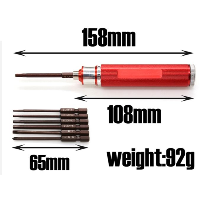 6-in-1-hexagon-screwdriver-h1-5-2-0-2-5-3-0mm-hex-slotted-phillips-screwdriver-tool-kit-for-rc-model-car-boat-aircraft