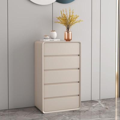 Spot parcel post Italian White Cream Style Solid Wood Chest of Drawers Bedroom Modern Minimalist Storage Cabinet Three-Bucket Cabinet Living Room Chest of Drawer