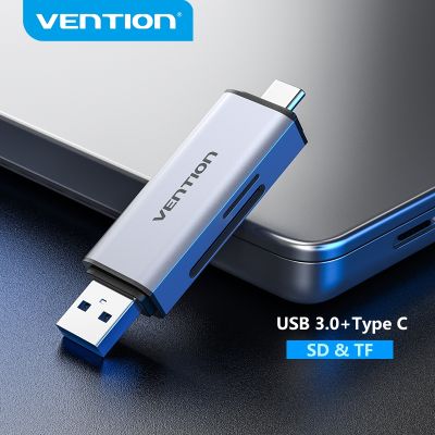 Vention Pembaca Kartu SD USB Tipe C Ke Adaptor Kartu TF SD Mikro untuk Aksesori Laptop Ponsel Memori Pintar USB 3.0 Adaptor Kartu SD