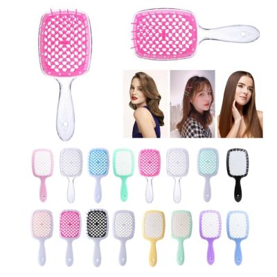 【CC】 Wide Teeth Air Cushion Comb Wet Dry Hair Detangling Scalp Massage Hairdressing Tranparent Hanging Hole Handle