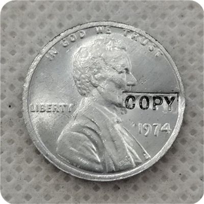 เหรียญเลียนแบบเซ็นต์เพนนีข้าวสาลีอะลูมิเนียมลินคอร์น Usa 1974