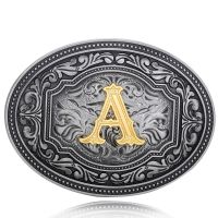 Western cowboy zinc alloy belt buckle initials A to Z cowboy belt buckle men and women birthday gifts Belts