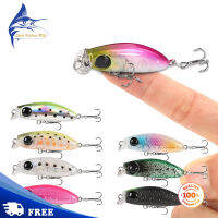 【2022 Dec New】2.5G/35มม.เหยื่อล่อปลาช้าจม Mini Micro Minnow 3d ตาเหยื่อปลอมเทียม2ที่มีประสิทธิภาพตะขอแหลม