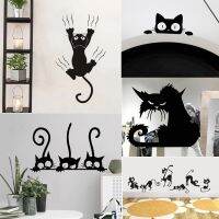 【Approving】Creative Lazy Black Cat สติ๊กเกอร์ติดผนังหน้าแรกห้องนอนตกแต่งภาพจิตรกรรมฝาผนัง Art วอลล์เปเปอร์ Amimals Vinyl