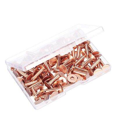 100 Sets Copper Rivets and Burrs Washers Leather Copper Rivet Fastener for Collars Leather DIY Craft Supplies