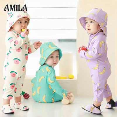 AMILA New kids one-piece swimsuit sun protection quick drying baby baby surf suit wholesale boys and girls swimwear
