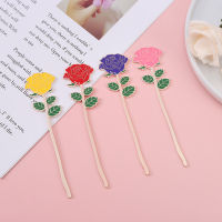 Office School Supplies Stationery Cute Valentines Day Gifts Page Folder Bookmark Coloring Embossing Bookmark Cute Rose Metal Bookmark