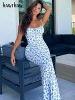 Hawthaw Women Elegant Floral Beach Vacation Bodycon Streetwear Long Dress 2022 Summer Clothes Wholesale Items For Business