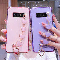 สำหรับ Samsung Galaxy Note 8 9 10Lite 20 Case,หรูหราหัวใจรักสร้อยข้อมือแฟชั่นชุบนุ่มโทรศัพท์ปลอกสาวสวยผู้หญิง Case ซิลิโคนอ่อนนุ่ม TPU กันชนกันกระแทกป้องกัน Case ปกหลังสำหรับ Samsung Note8