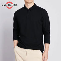 KYUSHUAD เสื้อยืดแขนยาวใหม่สำหรับผู้ชาย สเวตเชิ้ตคู่รักสีทึบเสื้อโปโลผู้ชายแจ็คเก็ตสไตล์อเมริกันที่ใส่ได้ทั้งชายและหญิง