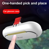 ABS Car Glasses Case One-hand Operation Glasses Clip Car Spectacle Storage Box Sun Visor Sunglasses Clip Telescopic Organizer