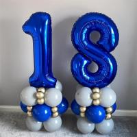 21pcs/Set 32inch Blue Foil Number Balloons Macaroon Grey New Dark Blue Latex Balls For Kid Birthday Babyshower Party Decoration Balloons