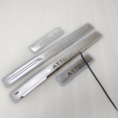 Silver For BYD Atto 3 2022 Stainless Steel Door Sill Scuff Plate Protection Sticker Car Styling Accessories 2020 2021