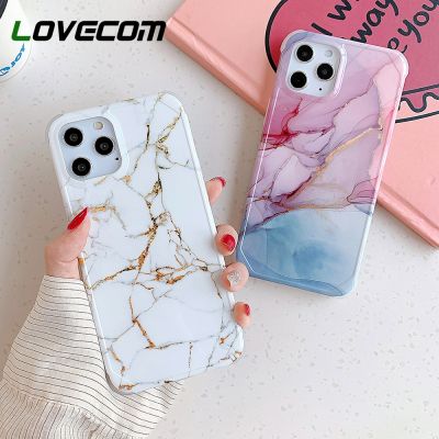 （cold noodles）LOVECOM Gold Glitter Marble มุมกันกระแทกเคสโทรศัพท์สำหรับ iPhone 12 Pro 11 Pro Max XR XS XS Max 7 8 Plus Case Soft IMD Cover