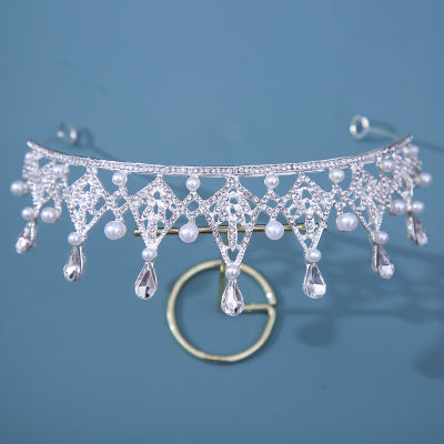 Hot Baroque Fashionand Simple Crown งานแต่งงานเจ้าสาว Rhinestones Pearl อุปกรณ์เสริมเครื่องประดับผม Tiara อุปกรณ์เสริมผม
