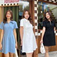 ❦☞♞ uuop พร้อม่ง(7847)✨??eut butter dress ชุดเดรั้นคอปก มี3ี