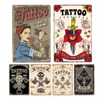 Vintage Tattoo Shop โลหะ Wall Art Decor แผ่น20X30ซม.-Retro ดีบุกโลหะเหล็กภาพวาดโปสเตอร์สำหรับตกแต่ง