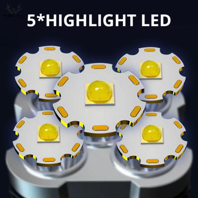 สปอตไลท์5ไฟฉาย LED แบบชาร์จได้กันน้ำระยะไกลสำหรับไต่เขาปีนเขาดับ