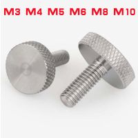 1/5x M3 M4 M5 M6 M8 M10 GB835 304 Stainless Steel Knurl Flat Head Hand Tighten Thumb Screw Curtain Wall Glass Thumb Bolts DIN653