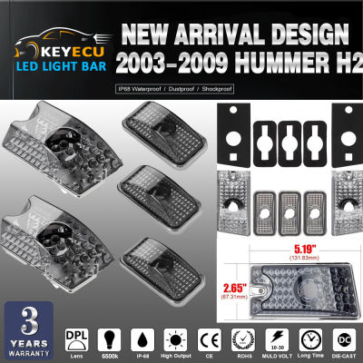 KEYECU 5pcsSet e Lens Top Roof Cab Marker Light Cover Lens for 2003-2009 Hummer H2 SUV SUT