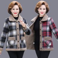 ♈ﺴ♦ Mother qiu dong outfit particles flocking coat female add warm cotton-padded clothes the new 2022 middle-aged womens clothing joker coat