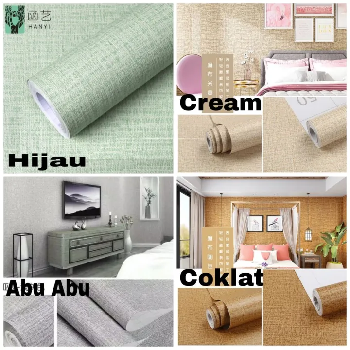 Wallpaper Sticker Dinding Motif Canvas Polos Sudah Ada Lemnya Bisa