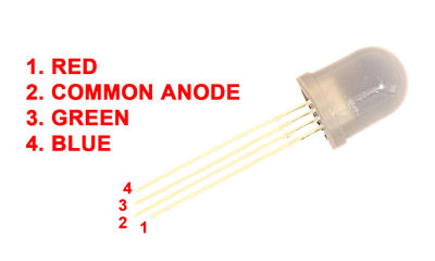 LED RGB diffused 10mm Common Anode (1 LED) - COLE-0261