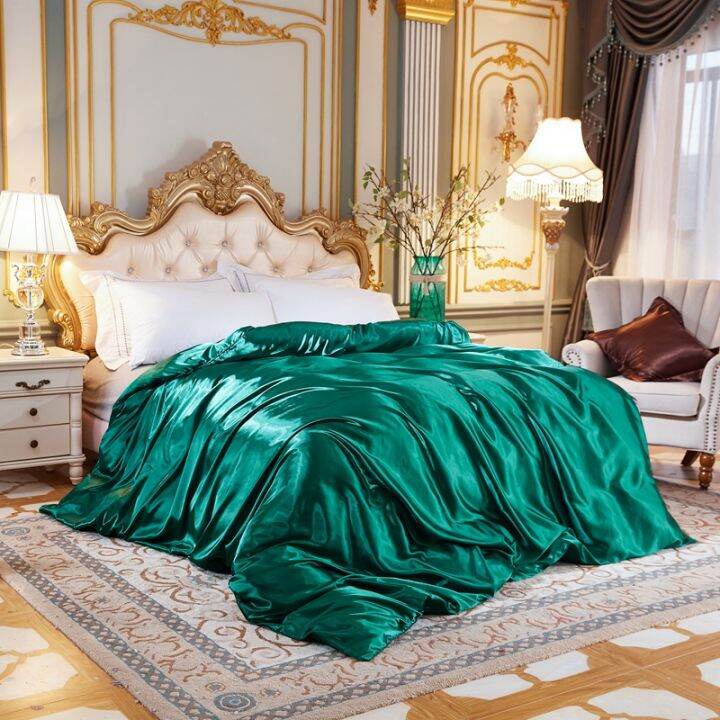 1Pc Solid Color Duvet Cover HighEnd Ice Silk Satin Single Double Queen