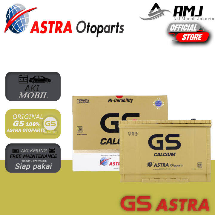 Aki GS CALCIUM ASTRA 105D31L 80Ah aki untuk mobil PAJERO SPORT | Lazada