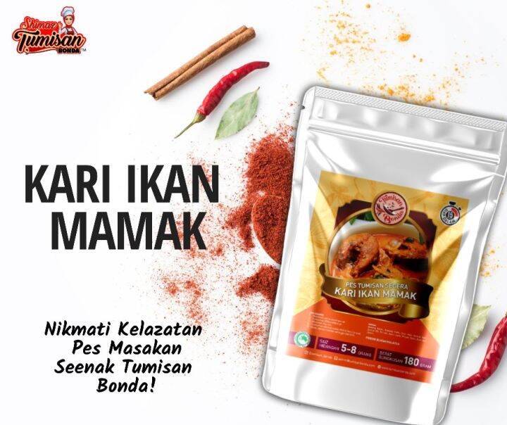 Pes Masakan Kari Ikan Mamak Tumisan Bonda. Cooking paste / ready to ...