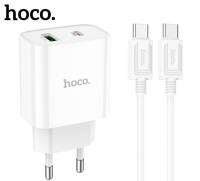 หัวชาร์จไว ที่ชาร์จไว Hoco รุ่น C80A plus ชุด TC-TC มี2พอร์ต Type-C+USB-A ชาร์จไว PD 20W +QC3.0 พร้อมสายชาร์จ Type-C to Type-c ยาว1m. ของแท้100% ส่งไว