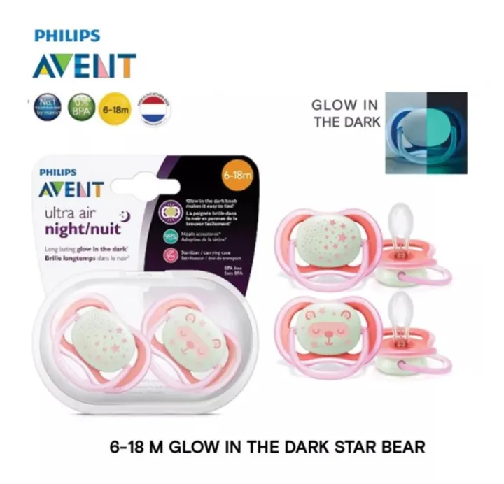 Philips Avent Ultra Air Night Pacifier/Orthodontic Soother 2pcs set (0